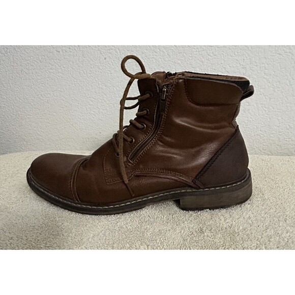 Steve Madden Men\'s Size 10 M-trader Cognac Lace-up and Side Zipper Combat Boots main image 10